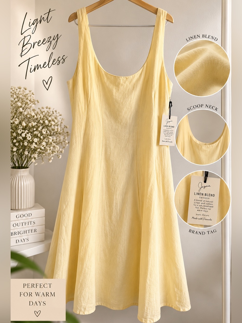Japna Women’s XL Linen Blend Mini Dress Yellow Smocked Back Sleeveless NWT